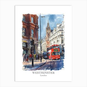 Westminster London Borough   Street Watercolour 4 Poster Art Print