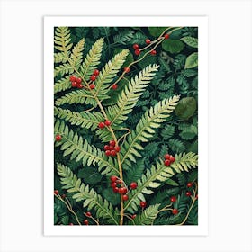 Holly Fern Painting 2 Art Print