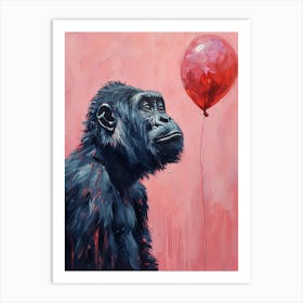 Cute Gorilla 1 With Balloon Art Print