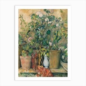 Potted Plants On A Window Sill Art Print