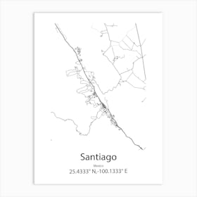 Santiago Tuxtla,Mexico Minimalist Map Art Print