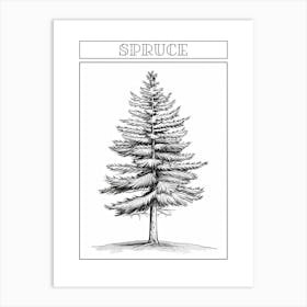Spruce Tree Minimalistic Drawing 1 Poster Art Print