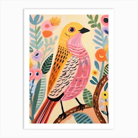 Pink Scandi Yellowhammer 1 Art Print