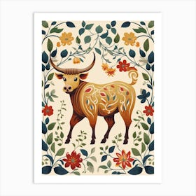 Floral Bull1 Art Print