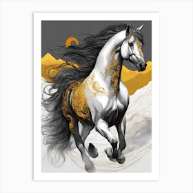 Horse Running In The Desert 1 Art Print