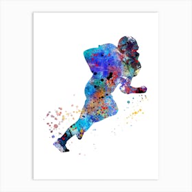 Watercolor American Football Player Art Print