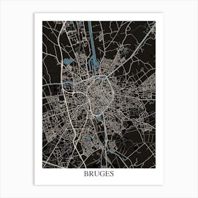 Bruges Black Blue Art Print
