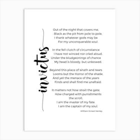 Invictus Poem By William Ernest Henley Art Print