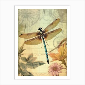 Dragonfly Wetlands Illustration  1 Art Print