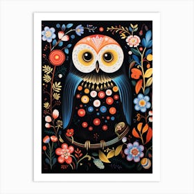 Folk Bird Illustration Snowy Owl 2 Art Print