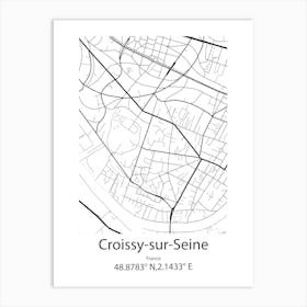 Croissy Sur Seine,France Minimalist Map Art Print