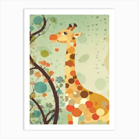 Giraffe Jungle Cartoon Illustration 2 Art Print