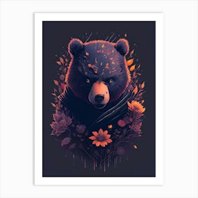 Bear with flowers Art Print