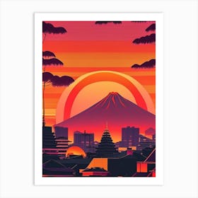 Nagasaki Japan Retro Sunset 2 Art Print