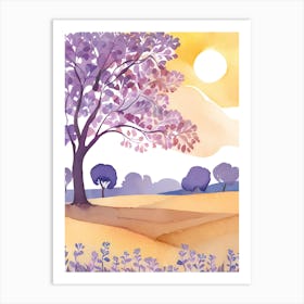 Watercolor Of A Purple Tree Art Print