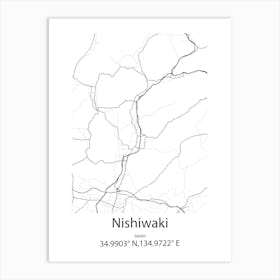 Nishiwaki,Japan Minimalist Map Art Print