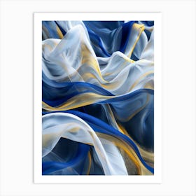 Abstract Blue And Gold 15 Art Print