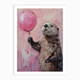 Cute Sea Otter 4 With Balloon Art Print