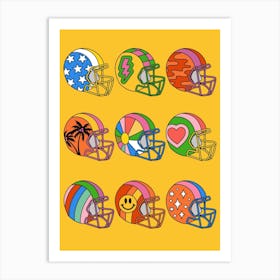 American Football Colorful Sports Team Helmets Art Print