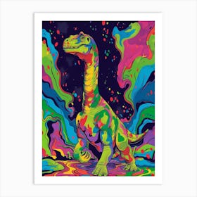 Swirl Green Dinosaur Illustration Art Print