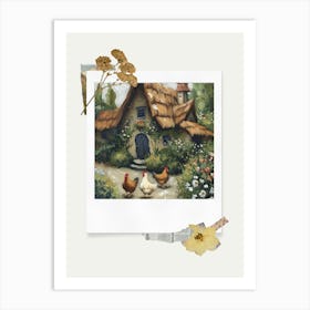 Scrapbook Cottage Chickens Fairycore Painting 2 Art Print