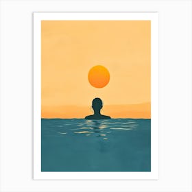 Silhouette Of A Man In The Water Art Print