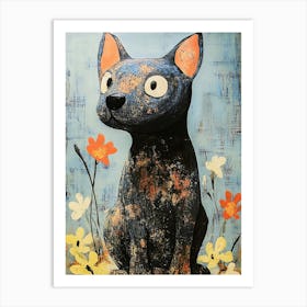 Cat With Flowers 1 Art Print