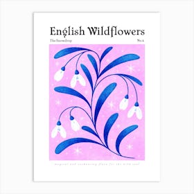 English Wildflowers Midnight Snowdrops Art Print