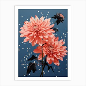 Surreal Florals Asters 3 Flower Painting Art Print