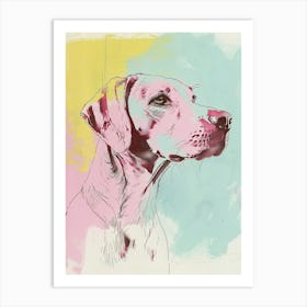 Pastel Watercolour Hound Dog Line Illustration 1 Art Print