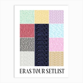 Eras Tour Setlist taylor swift album titles Art Print