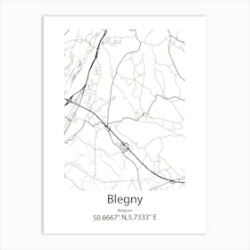 Blegny,Belgium Minimalist Map Art Print