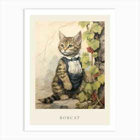Beatrix Potter Inspired  Animal Watercolour Bobcat 1 Art Print