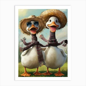 Ducks In Hats Art Print