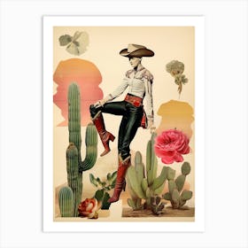 Collage Of Cowgirl Cactus 4 Art Print