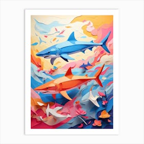 Paper Sharks Art Print