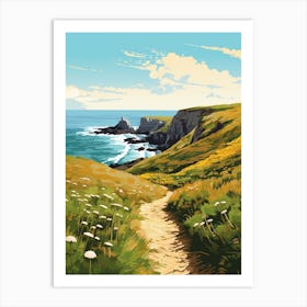 The Lizard Peninsula Coastal Path England 3 Hiking Trail Landscape Art Print