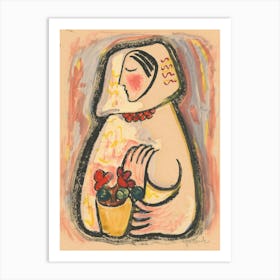 Girl With A Basket Of Flowers, Mikuláš Galanda Art Print