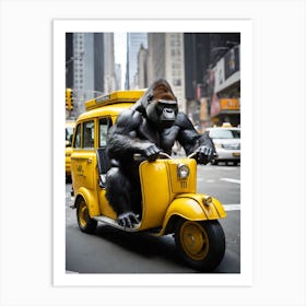 Gorilla On A Cab Art Print