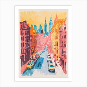 Upper East Side New York Colourful Silkscreen Illustration 3 Art Print