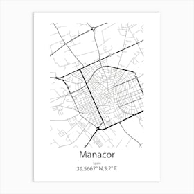 Manacor,Spain Minimalist Map Art Print