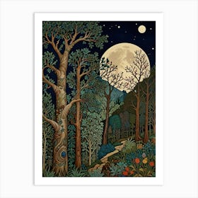 William Morris Full Moon In The Forest 6 Art Print