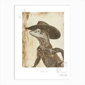 Cowboy Lizard Block Print Poster Art Print