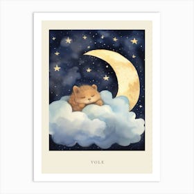 Baby Vole 2 Sleeping In The Clouds Nursery Poster Art Print