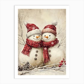 Winter Snowman Art Print