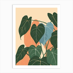 Philodendron Plant Minimalist Illustration 4 Art Print