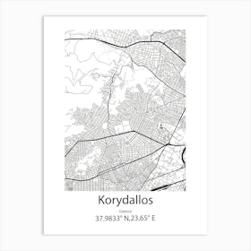 Korydallos,Greece Minimalist Map Art Print