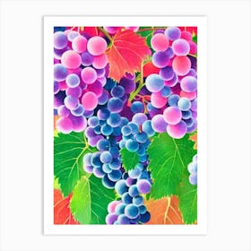 Grapes 1 Risograph Retro Poster Fruit Art Print