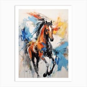 A Horse Painting In The Style Of Abstract Expressionist Techniques 4 Art Print