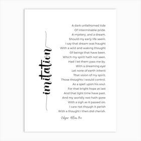 Imitation Poem By Edgar Allan Poe Art Print